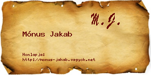 Mónus Jakab névjegykártya